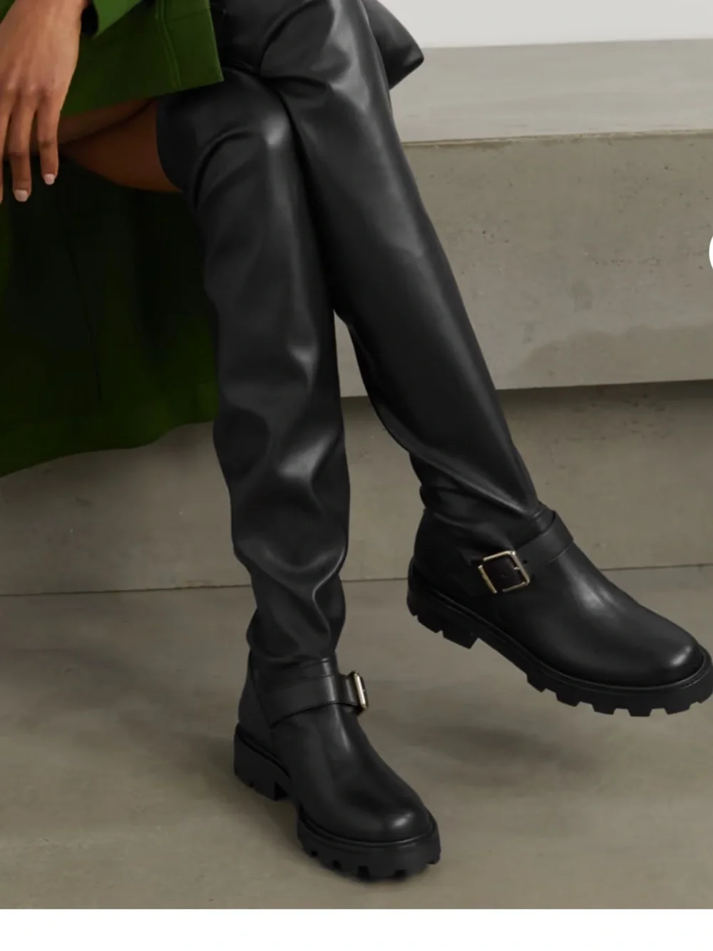 JIMMY CHOO biker II buckled leather over-the-knee boots